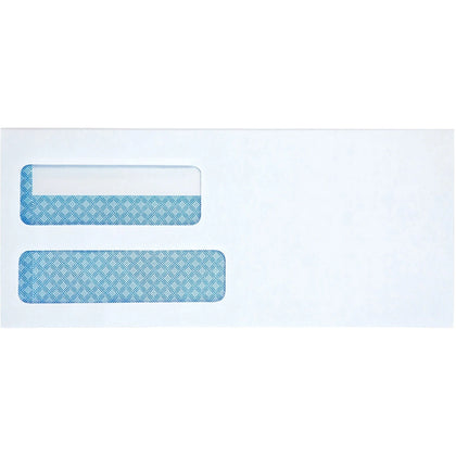 Business Source Double Window #10 Envelopes - Self-sealing - White - 500/Box