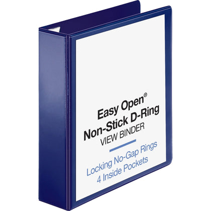 Business Source Easy Open Nonstick D-Ring Binder - 2’’ Capacity - Navy - Polypropylene - Presentation / View Binders