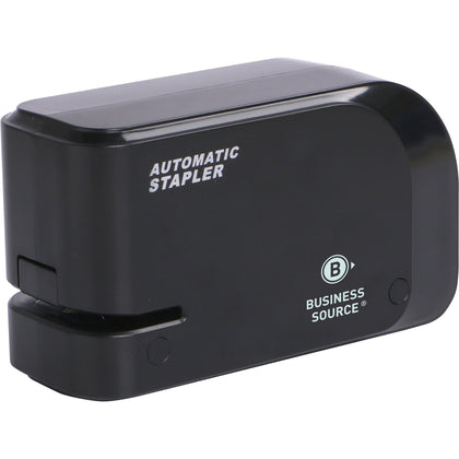 Business Source Electric Stapler: Staples 20 Sheets Holds 105 Half Strip 24/26 Size 2 x AA Black - Staplers
