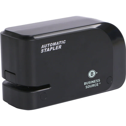 Business Source Electric Stapler: Staples 20 Sheets Holds 105 Half Strip 24/26 Size 2 x AA Black - Staplers
