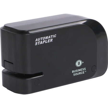 Business Source Electric Stapler: Staples 20 Sheets Holds 105 Half Strip 24/26 Size 2 x AA Black - Staplers