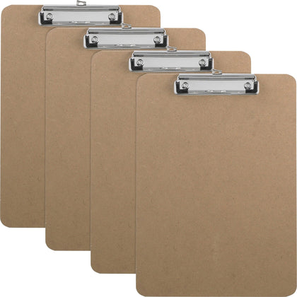 Business Source Flat Clip Clipboard: 9’’x12.5’’ Hardboard Brown (6/Box) - Clipboards
