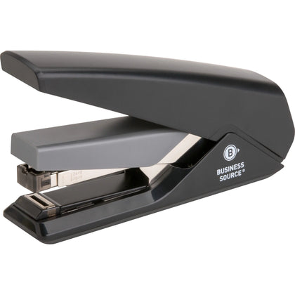 Business Source Full Strip Flat-Clinch Stapler - Staples 30 Sheets - Holds 210 - 0.25’’ Size - Front Loading - Black