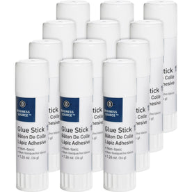 Business Source Glue Stick - 1.26 oz - White - 12 / Pack - Sticks