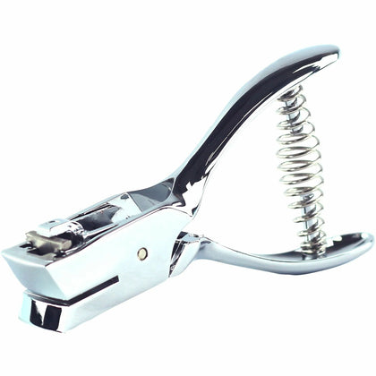 Business Source Handheld Slot Punch - 5/32’’ Metal - Silver Chrome - Paper Punches