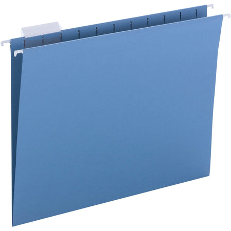Business Source Hanging Folders: 1/5 Tab Cut Letter Size Blue - 25/Box - Folders & Accessories