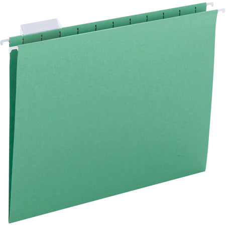 Business Source Hanging Folders: 1/5 Tab Cut Letter Size Green - 10% Recycled - Folders & Accessories