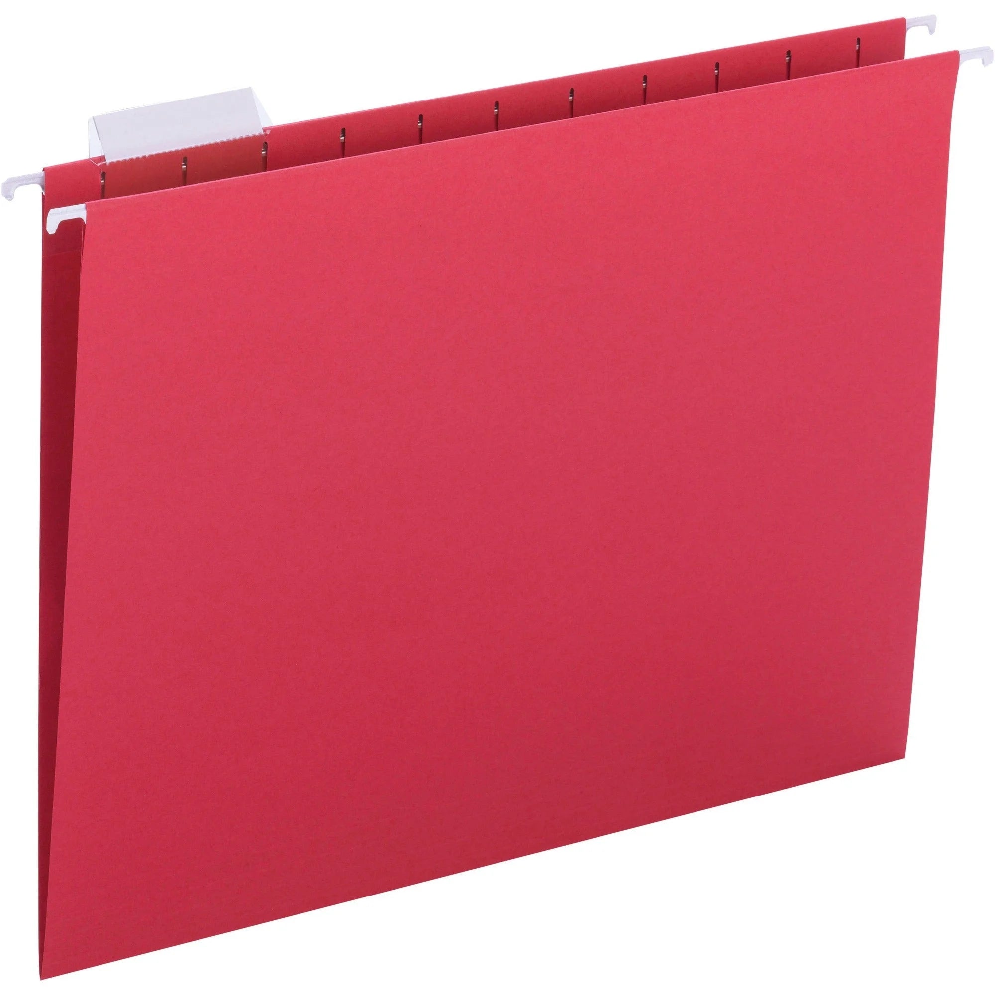 Business Source Hanging Folders: 1/5 Tab Cut Letter Size Red - 25/Box - Folders & Accessories