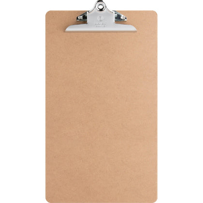 Business Source Hardboard Clipboard: 9’’x15.5’’ Brown - Durable Clip - 1pc - Clipboards
