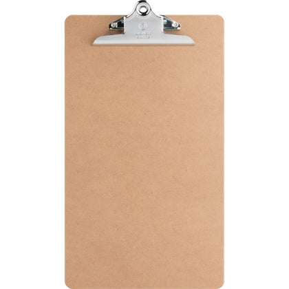 Business Source Hardboard Clipboard: 9’’x15.5’’ Brown - Durable Clip - 1pc - Clipboards