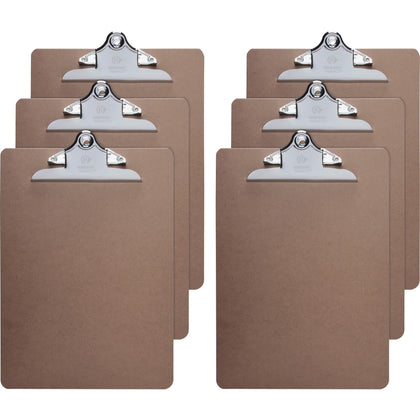 Business Source Hardboard Clipboard: Standard 9’’ x 12 1/2’’ - Brown (6/Bundle) - Clipboards