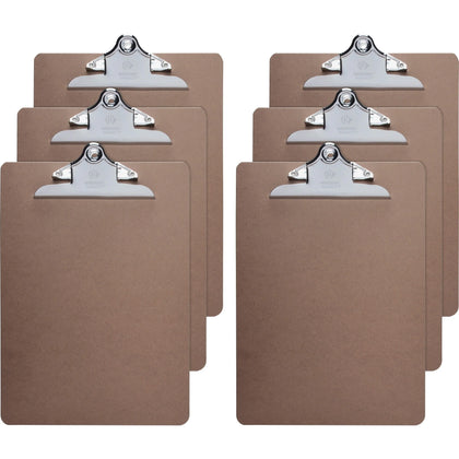 Business Source Hardboard Clipboard: Standard 9’’ x 12 1/2’’ - Brown (6/Bundle) - Clipboards