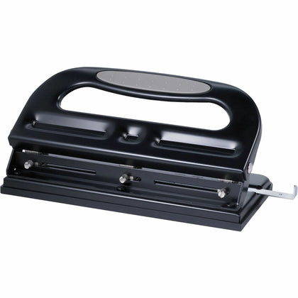 Business Source Heavy-duty 3-hole Punch: Punches 40 Sheets - 9/32’’ Size - Black - Paper