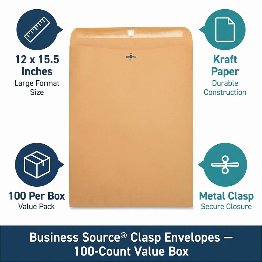 Business Source Heavy-duty Clasp Envelopes - Alternate-Image1