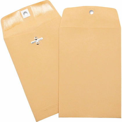 Business Source Heavy-duty Clasp Envelopes - #35 - 5’’ x 7.5’’ - 28 lb - Brown Kraft - 100/Box