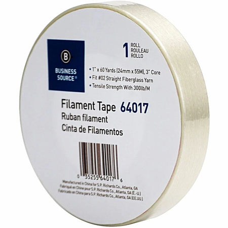 Business Source Heavy-duty Filament Tape - 1’’ Width - White Fiberglass Roll
