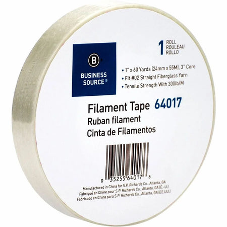 Business Source Heavy-duty Filament Tape - 1’’ Width - White Fiberglass Roll