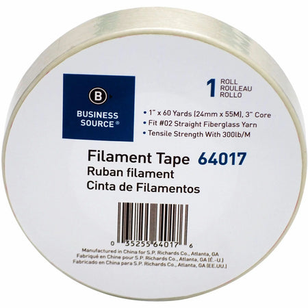 Business Source Heavy-duty Filament Tape - 1’’ Width - White Fiberglass Roll