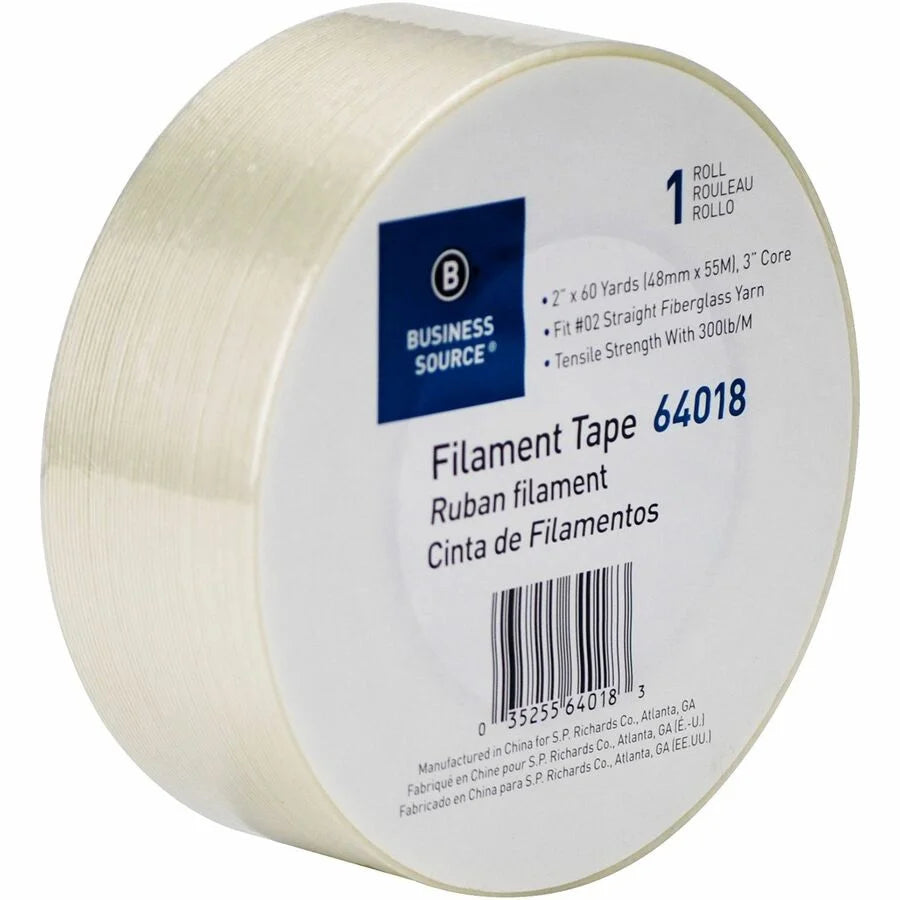 Business Source Heavy-duty Filament Tape - White Fiberglass Roll