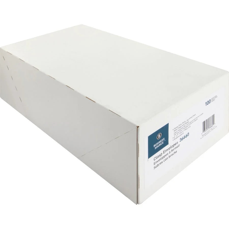 Business Source Heavy-duty Metal Clasp Envelopes - #55 - 6x9 - 28 lb - Kraft - 100/Box