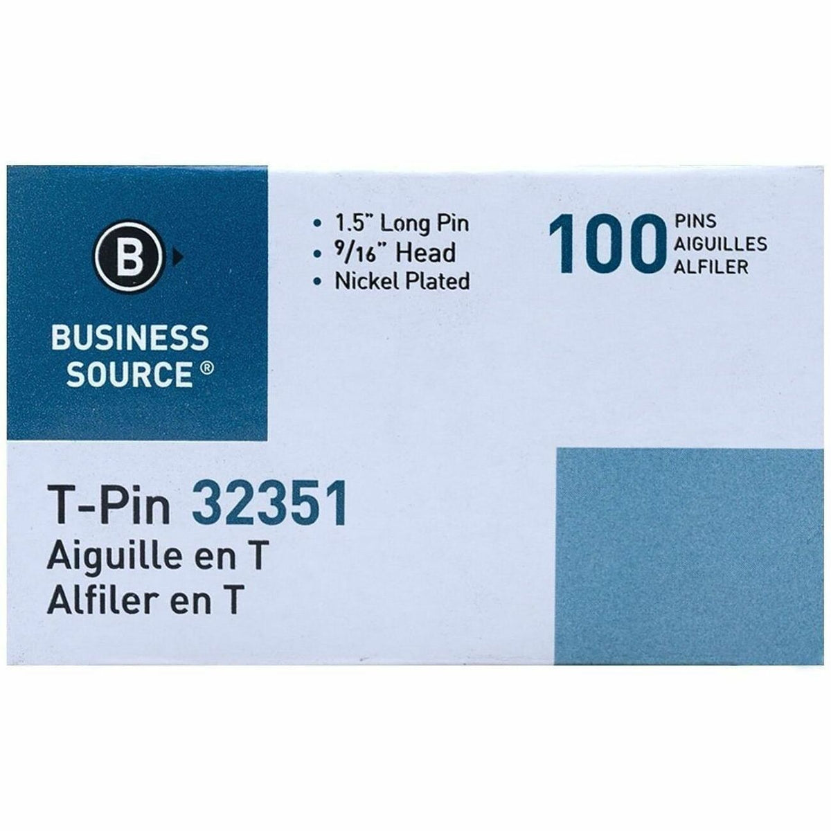 Business Source High Quality Steel T-pins - 1300