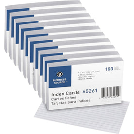 Business Source Ruled Index Cards - Front Ruling Surface - 72 lb Basis Weight - 6’’ x 4’’ Sheet Size - & Accessories