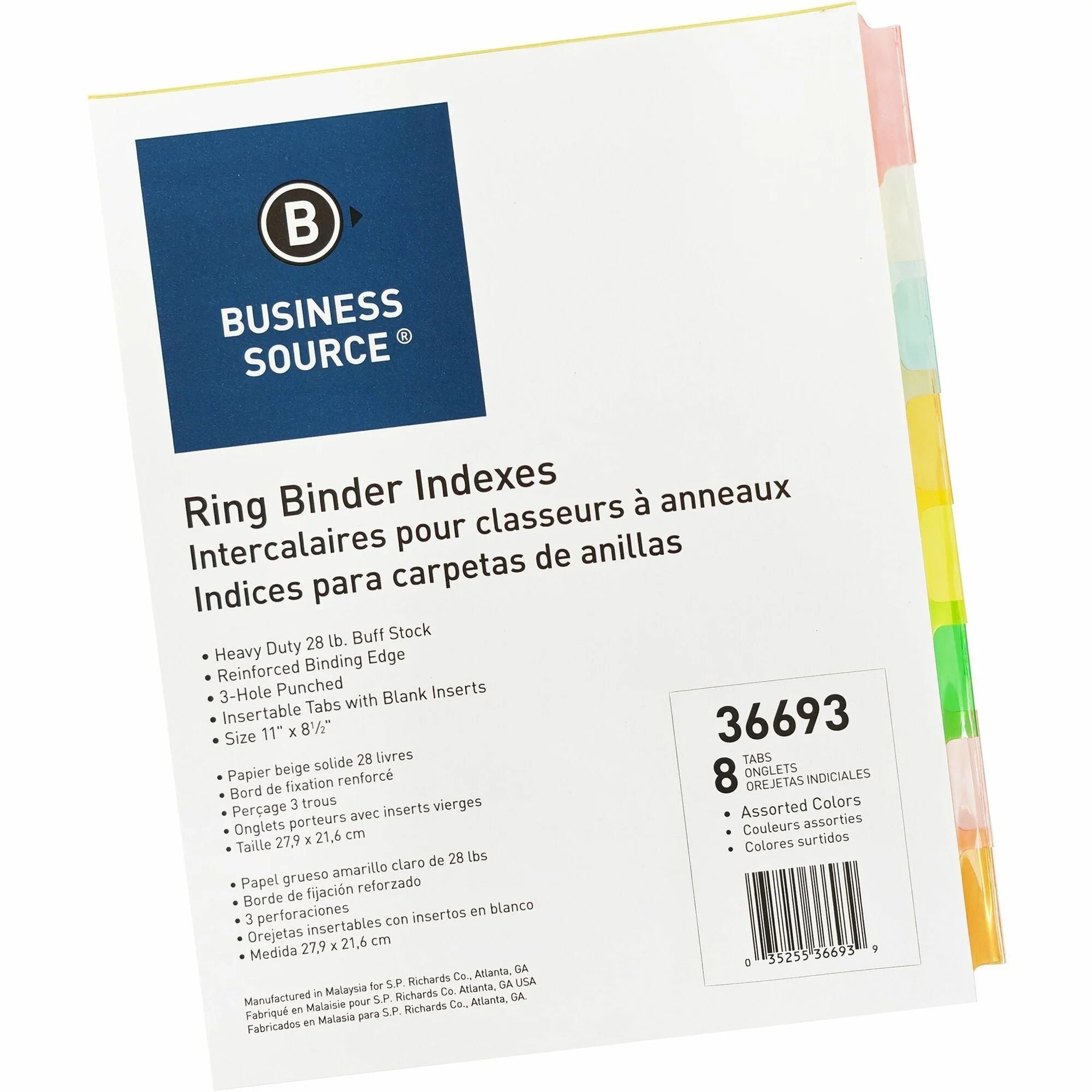 Business Source Insertable Tab Ring Binder Indexes - Organize Your Documents Efficiently - Index Divider