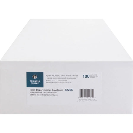 Business Source Inter-Department Envelopes - 10x13 - 28 lb - Kraft - 100/Box - Interdepartmental