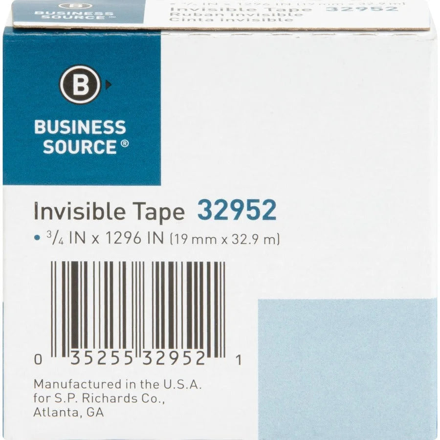 Business Source Invisible Tape Refill Roll - 36 yd x 0.75’’ - Clear - 1 - General Purpose/Office
