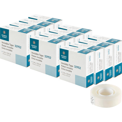 Business Source Invisible Tape Refill Roll - 36 yd x 0.75’’ - Clear - 12/Box - General Purpose/Office