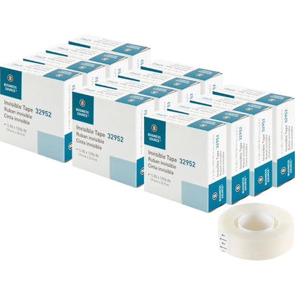 Business Source Invisible Tape Refill Roll - 36 yd x 0.75’’ - Clear - 12/Box - General Purpose/Office