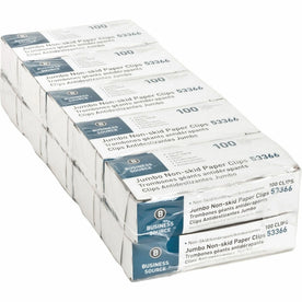 Business Source Jumbo Paper Clips: Silver Steel 100/Box - 10 Packs - Clips