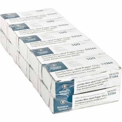 Business Source Jumbo Paper Clips: Silver Steel 100/Box - 10 Packs - Clips