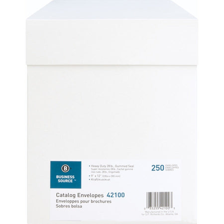 Business Source Kraft Gummed Catalog Envelopes - Top