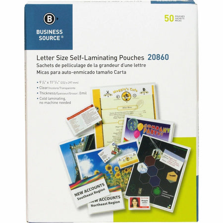 Business Source Laminating Pouches - 9x11.50’’ 8 mil - Clear - 50/Box - Supplies