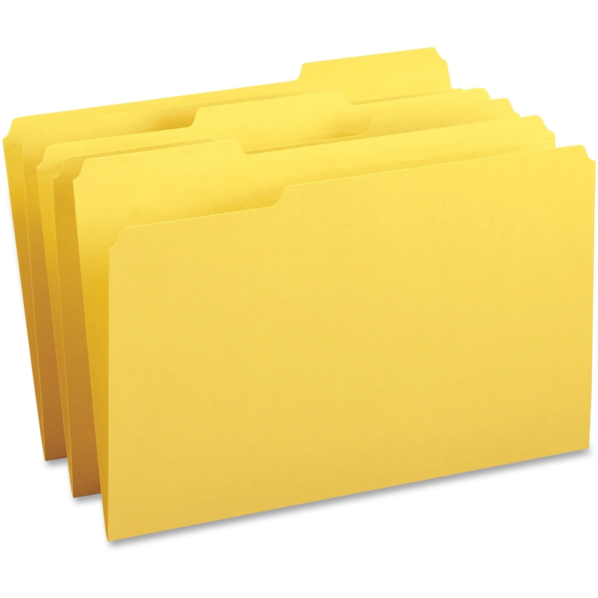 Business Source Legal Recycled File Folders - 8 1/2’’ x 14’’ - Assorted Tab Position - Yellow - 100/Box - Top