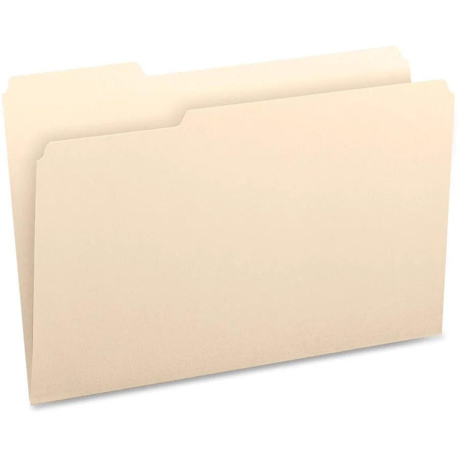 Business Source Legal Recycled File Folders - 8 1/2’’ x 14’’ - Eco-Friendly - 100/Box - Top Tab