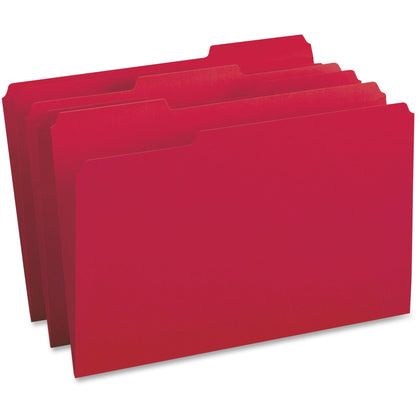 Business Source Legal Recycled File Folders - 8 1/2’’ x 14’’ - Top Tab - Assorted Position - Red - 100/Box