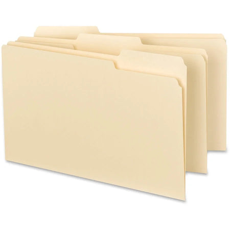 Business Source Legal Recycled File Folders - Top Tab 8.5’’ x 14’’ Assorted Position - 100/Box