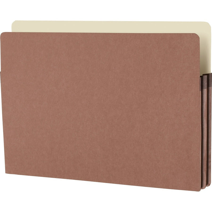 Business Source Straight Tab Cut Legal Recycled File Pocket - 8 1/2’’ x 14’’ - 1 3/4’’ Expansion - Redrope - Expanding