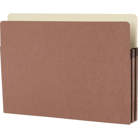 Business Source Straight Tab Cut Legal Recycled File Pocket - 8 1/2’’ x 14’’ - 1 3/4’’ Expansion - Redrope - Expanding