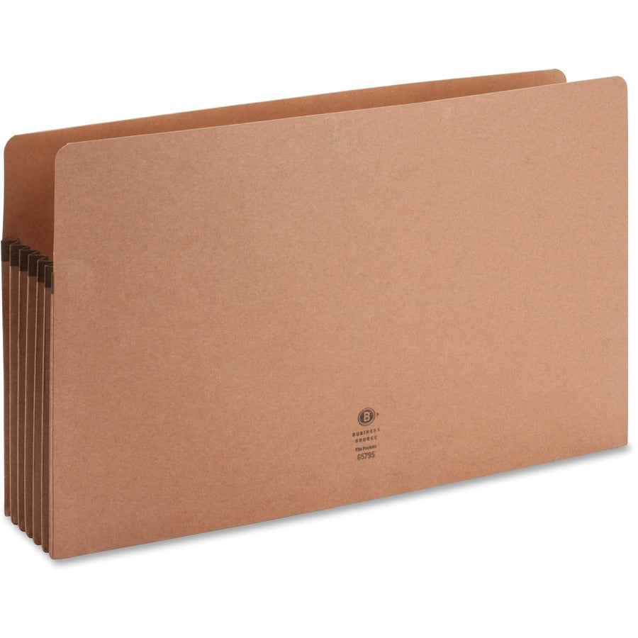 Business Source Legal Recycled File Pocket - 8 1/2’’ x 14’’ - 5 1/4’’ Expansion - Redrope - Expanding Files