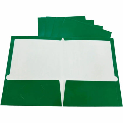 Business Source Letter Pocket Folder - 100 Sheets Capacity - Green Card Paper - Durable & Laminated - Folders