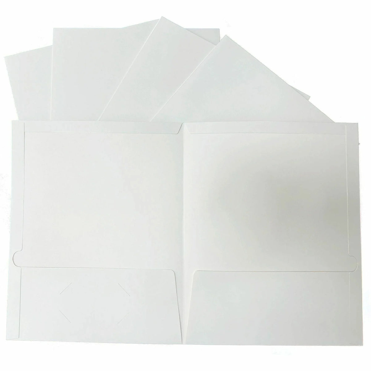 Business Source Letter Pocket Folder - 100 Sheets Capacity - White - Laminated Durable - 25/Box - Folders