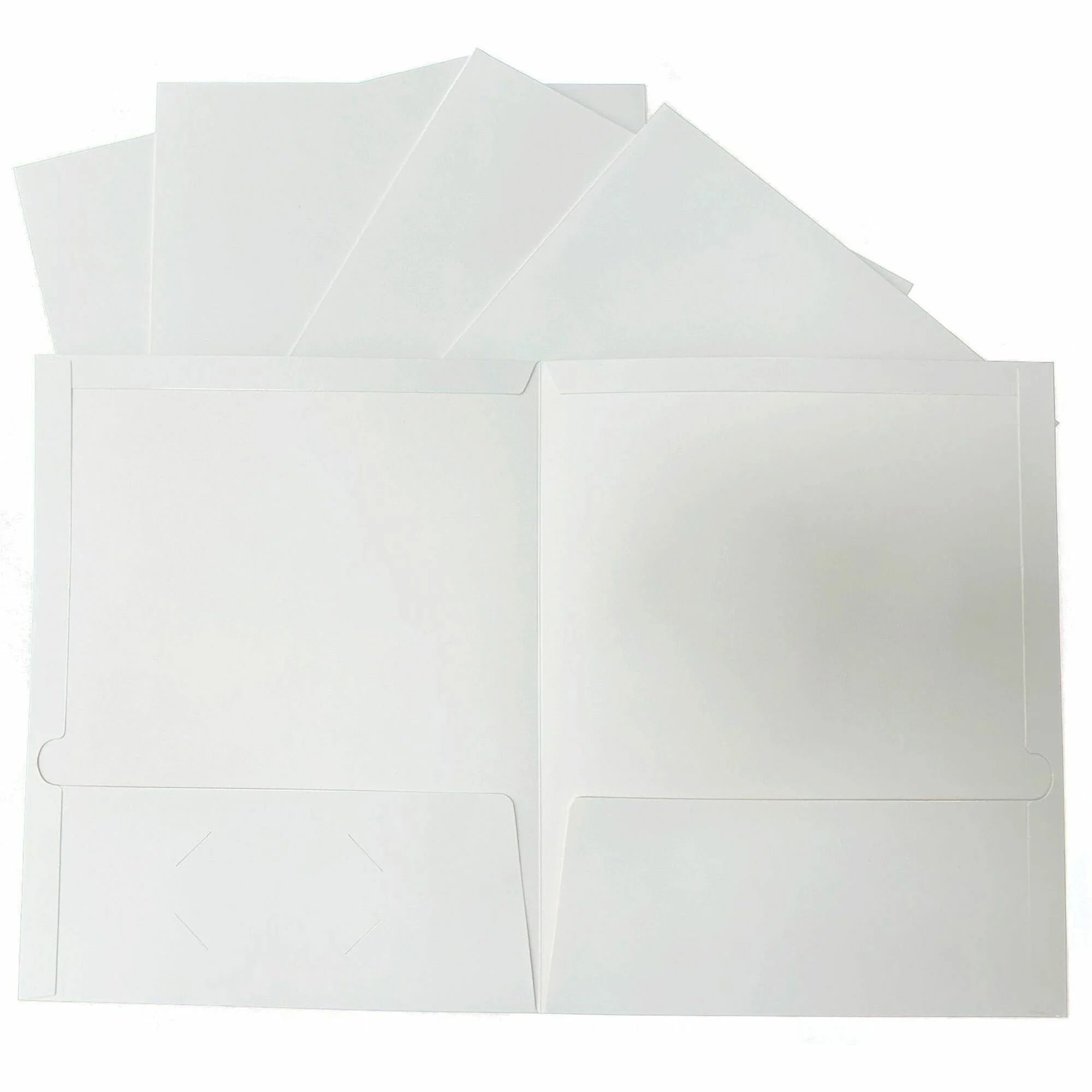 Business Source Letter Pocket Folder - 100 Sheets Capacity - White - Laminated Durable - 25/Box - Folders