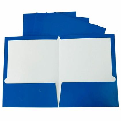Business Source Letter Pocket Folder - Blue - Laminated - 25/Box - Folders