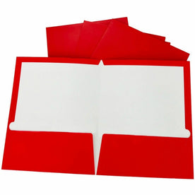 Business Source Letter Pocket Folder - Red - Durable Laminated - 25/Box - Folders