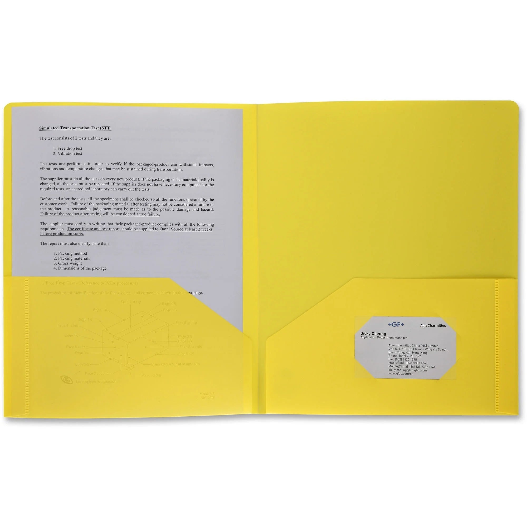 Business Source Letter Portfolio: 8 1/2’’ x 11’’ - 30 Sheets Capacity - 2 Pockets - Yellow - Pocket Folders