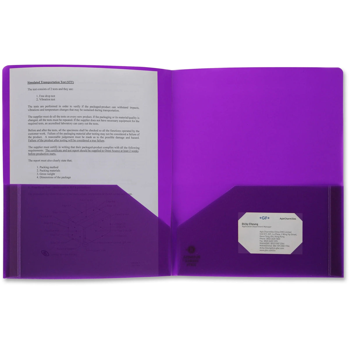 Business Source Letter Portfolio - Purple - 30 Sheets Capacity - Pocket Folders
