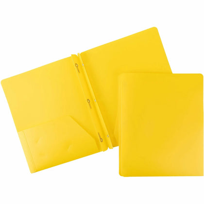 Business Source Letter Portfolio: Yellow Durable Spill-Resistant - 50 Sheets Capacity - Pocket Folders